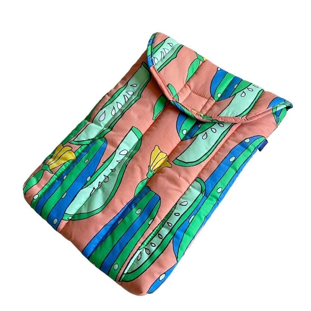 BAGGU Exclusive Quilted Cucumbers Collage Puffy Laptop Sleeve 13 inches HTF